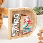 Personalized Alphabet Cartoon Mermaid 26 Letters Money Box Piggy Bank with Name Birthday Gift for Kids