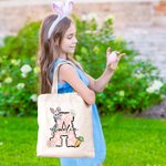Gepersonaliseerde bloemen paashaas initiaal herbruikbare canvas tas met naam paasfeest verjaardagscadeau voor kinderen