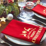 Personalizada Feliz Navidad 100% Algodón Servilleta Reutilizable con Nombre de Oro Decoración de Mesa Navidad Regalo de inauguración de la casa para la familia