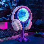 Personalisierte Initial Logo Cyberpunk Kopfhörer Stand mit einstellbaren LED-Leuchten Home Decor Geburtstag Geschenk für Gamer Tech-Enthusiasten