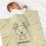 Personalized Embroidered Lion Tiger Animal Pattern Knit Baby Blanket with Name Birthday Baby Shower Gift for Baby Kids