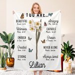 Personalized Bible Verse Birth Flower Soft Throw Blanket with Name Religious Day Birthday Holiday Gift for Christian Women