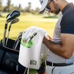 Personalised Waffle Quick Dry Name Golf Towel with Carabiner Golf Accessory Birthday Father's Day Valentine's Day Gift for Golf Players