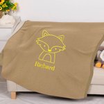 Personalized Embroidered Lion Tiger Animal Pattern Knit Baby Blanket with Name Birthday Baby Shower Gift for Baby Kids