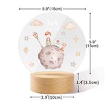 Veilleuse LED en acrylique avec socle en bois Décoration de chambre d'enfant Cadeau d'anniversaire pour Garçons Filles