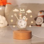 Veilleuse LED en acrylique avec socle en bois Décoration de chambre d'enfant Cadeau d'anniversaire pour Garçons Filles