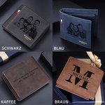 Personalisierte Foto Bifold PU-Leder Geldbörse mit Namen Initiale und Kartenfächern Vatertag Jahrestag Geschenk für Herren