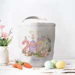 Gepersonaliseerde 2025 Paashaas Eieren Herbruikbare Canvas Mand met Naam Eieren Jagen Vrolijk Pasen Cadeau voor Jongens Meisjes