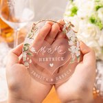 Personalisierte Lucky Horseshoe Floral Sign Frosted Acryl Ornament mit Nachnamen und Paar Namen Tür Dekor Jahrestag Hochzeit Geschenk für Newlyweds