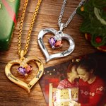 Collana con pendente a cuore insieme per sempre in argento sterling con doppia pietra di nascita e nomi incisi regalo di San Valentino per donne