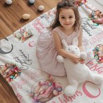 Personalisierte bunte schlafende Hase im Korb Name Wolke weiche Decke mit Namen Ostern Party Home Decor Geschenk für Kinder werfen