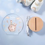 Veilleuse LED en acrylique avec socle en bois Décoration de chambre d'enfant Cadeau d'anniversaire pour Garçons Filles