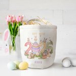 Gepersonaliseerde 2025 Paashaas Eieren Herbruikbare Canvas Mand met Naam Eieren Jagen Vrolijk Pasen Cadeau voor Jongens Meisjes