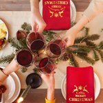 Personalizada Feliz Navidad 100% Algodón Servilleta Reutilizable con Nombre de Oro Decoración de Mesa Navidad Regalo de inauguración de la casa para la familia