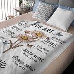 Personalized Bible Verse Birth Flower Soft Throw Blanket with Name Religious Day Birthday Holiday Gift for Christian Women