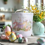 Gepersonaliseerde 2025 Paashaas Eieren Herbruikbare Canvas Mand met Naam Eieren Jagen Vrolijk Pasen Cadeau voor Jongens Meisjes