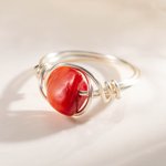 Personalized Handmade Wire Wrapped Birthstone Ring Mother's Day Valentine's Day Birthday Gift for Women
