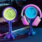 Personalisierte Initial Logo Cyberpunk Kopfhörer Stand mit einstellbaren LED-Leuchten Home Decor Geburtstag Geschenk für Gamer Tech-Enthusiasten