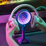 Personalisierte Initial Logo Cyberpunk Kopfhörer Stand mit einstellbaren LED-Leuchten Home Decor Geburtstag Geschenk für Gamer Tech-Enthusiasten