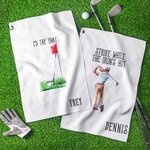 Personalised Waffle Quick Dry Name Golf Towel with Carabiner Golf Accessory Birthday Father's Day Valentine's Day Gift for Golf Players