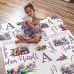 Personalisierte bunte schlafende Hase im Korb Name Wolke weiche Decke mit Namen Ostern Party Home Decor Geschenk für Kinder werfen