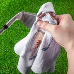 Personalised Waffle Quick Dry Name Golf Towel with Carabiner Golf Accessory Birthday Father's Day Valentine's Day Gift for Golf Players