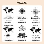 Portapassaporto in vera pelle personalizzato con modello a tema di bussola a scelta e nome stile vintage essenziale per amanti dei viaggi