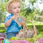 Conejito de Pascua Floral Personalizado Bolsa de Arpillera Reutilizable con Nombre Fiesta de Pascua Regalo de Cumpleaños para Niños
