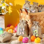 Conejito de Pascua Floral Personalizado Bolsa de Arpillera Reutilizable con Nombre Fiesta de Pascua Regalo de Cumpleaños para Niños