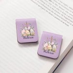 Personalized Floral Cross Easter Eggs Design Magnetic Bookmark Clip with Name Easter Birthday Gift for Book Lover Bookworm