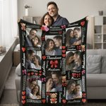 Couverture Douce Personnalisée avec 2 Noms et 1-8 Photos Collage Décoration Maison Cadeau Anniversaire Saint-Valentin pour Couples