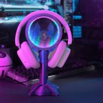 Personalisierte Initial Logo Cyberpunk Kopfhörer Stand mit einstellbaren LED-Leuchten Home Decor Geburtstag Geschenk für Gamer Tech-Enthusiasten