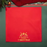 Personalizada Feliz Navidad 100% Algodón Servilleta Reutilizable con Nombre de Oro Decoración de Mesa Navidad Regalo de inauguración de la casa para la familia