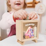 Personalized Fantasy Unicorn Dinosaur Construction Vehicles Number Wooden Clear Money Box Piggy Bank with Name Birthday Desk Decor Gift for Boys Girls