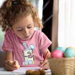 Personalisierte Multicolor niedlichen Osterhasen erste 100% Baumwolle T-Shirt mit Namen Ostern Party Geschenk für Jungen Mädchen