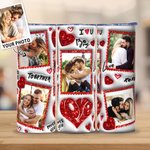 Gepersonaliseerde Faux Glitter Liefde 5 Foto's Collage 20oz Skinny Tumbler met rietje en schoonmaakborstel Valentijnsdag Verjaardagscadeau voor koppels