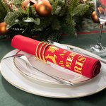 Personalizada Feliz Navidad 100% Algodón Servilleta Reutilizable con Nombre de Oro Decoración de Mesa Navidad Regalo de inauguración de la casa para la familia