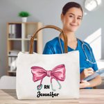 Personalisierte Stethoskop Schleife Canvas Tasche mit Namen Ledergriff Anerkennung Abschluss Geschenk für Krankenschwester Arzt medizinisches Personal