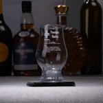 Personalized Funny Prescription Whisky Bourbon Whiskey Glasses and Slate Coaster with Laser Engraved Name Father's Day Gift for Grandpa Dad