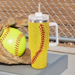 Vaso isotérmico personalizado de 40 oz con número y nombre de béisbol de voleibol Regalo diario de cumpleaños para los amantes del deporte