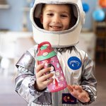 Personalizada Space Planet Rocket Astronaut 16 oz Kid Water Bottle with Name and Handle Silicone Straw Back to School Birthday Gift for Boys Girls