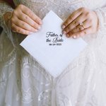 Personalised Embroidered Title Date 100% Cotton Square Handkerchief with Gift Box and Nameplate Wedding Bridal Party Gift for Father Mother