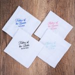 Personalised Embroidered Title Date 100% Cotton Square Handkerchief with Gift Box and Nameplate Wedding Bridal Party Gift for Father Mother