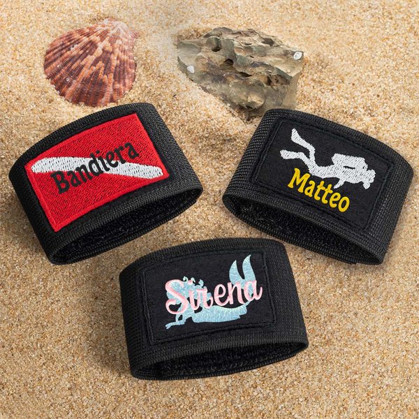 Etichetta di identificazione personalizzata con ricamo a diversi modelli per BCD da immersione e nome regalo per appassionati di immersioni