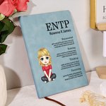 Personalizada MBTI Definición Cartoon Carácter A5 Cuaderno de cuero con nombre Regalo de cumpleaños para la familia