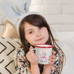 Personalisierte niedliche Sonnenbrille Osterhase Design 12oz Emaille Becher mit Namen Ostern Party Geburtstag Geschenk für Kinder Familie