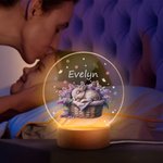 Personalized Cute Sleeping Bunny In A Basket Name LED Night Light with Wooden Base Nursery Room Decor Easter Gift for Kids