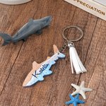 Personalised Hammerhead Great White Shark Diver Acrylic Keychain with Name and Tassel Birthday Bag Tag Gift for Diver Ocean Lovers