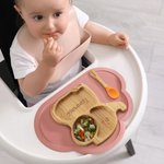 Set di posate personalizzate in bambù e silicone alimentare materiali sicuri con ventosa regalo per compleanno battesimo Natale per neonati