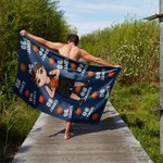 Personalisierte Basketball Cartoon Charakter überdimensioniert schnell trocknen Name Strandtuch Urlaub Zubehör Geburtstag Geschenk für Basketball-Liebhaber